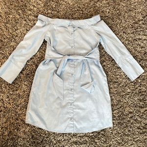 Boohoo off shoulder shirt dress